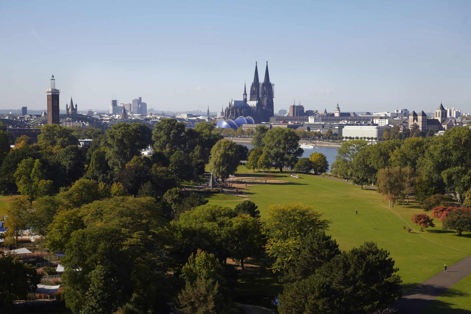 Rheinpark mit Blick auf Kölner Dom